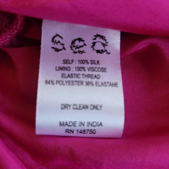 Sea New York Fabiola Silk Habotai Blouse Ruched Smocked Detailing Magenta 10 - Picture 8 of 15